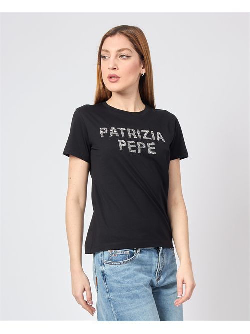 T-shirt donna Patrizia Pepe con logo a paillettes PATRIZIA PEPE | 2M4426-J277K103